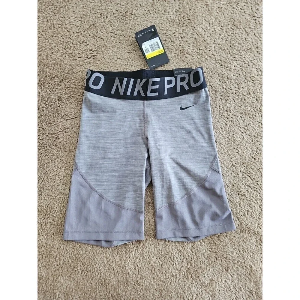 Nike Pro Training Shorts Women's Small 8 Inch Tight Fit Gunsmoke Heather